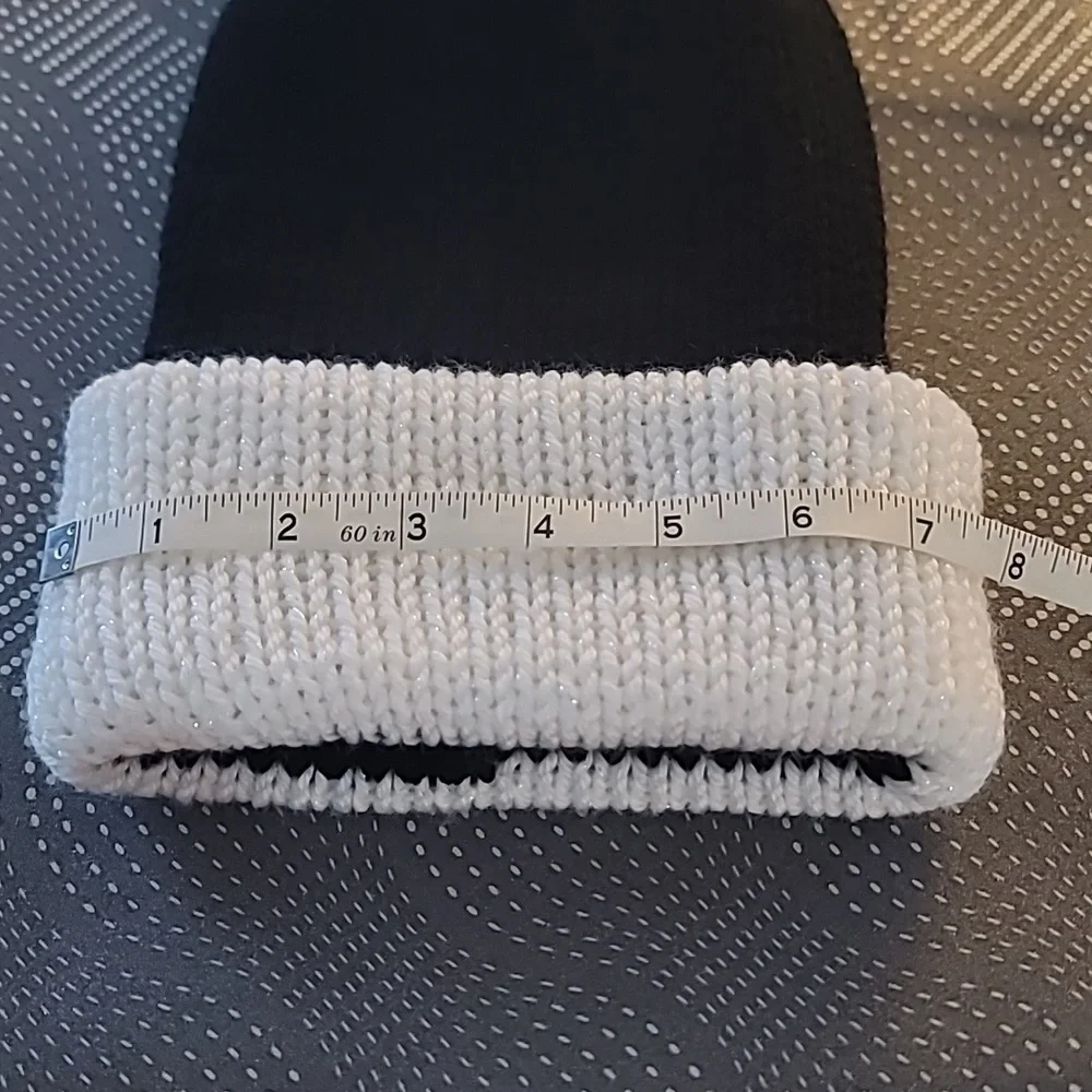Handmade Woman's Black & White Beanie with pom pom.
